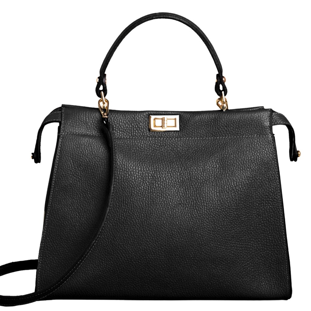 Classic Black Leather Handbag